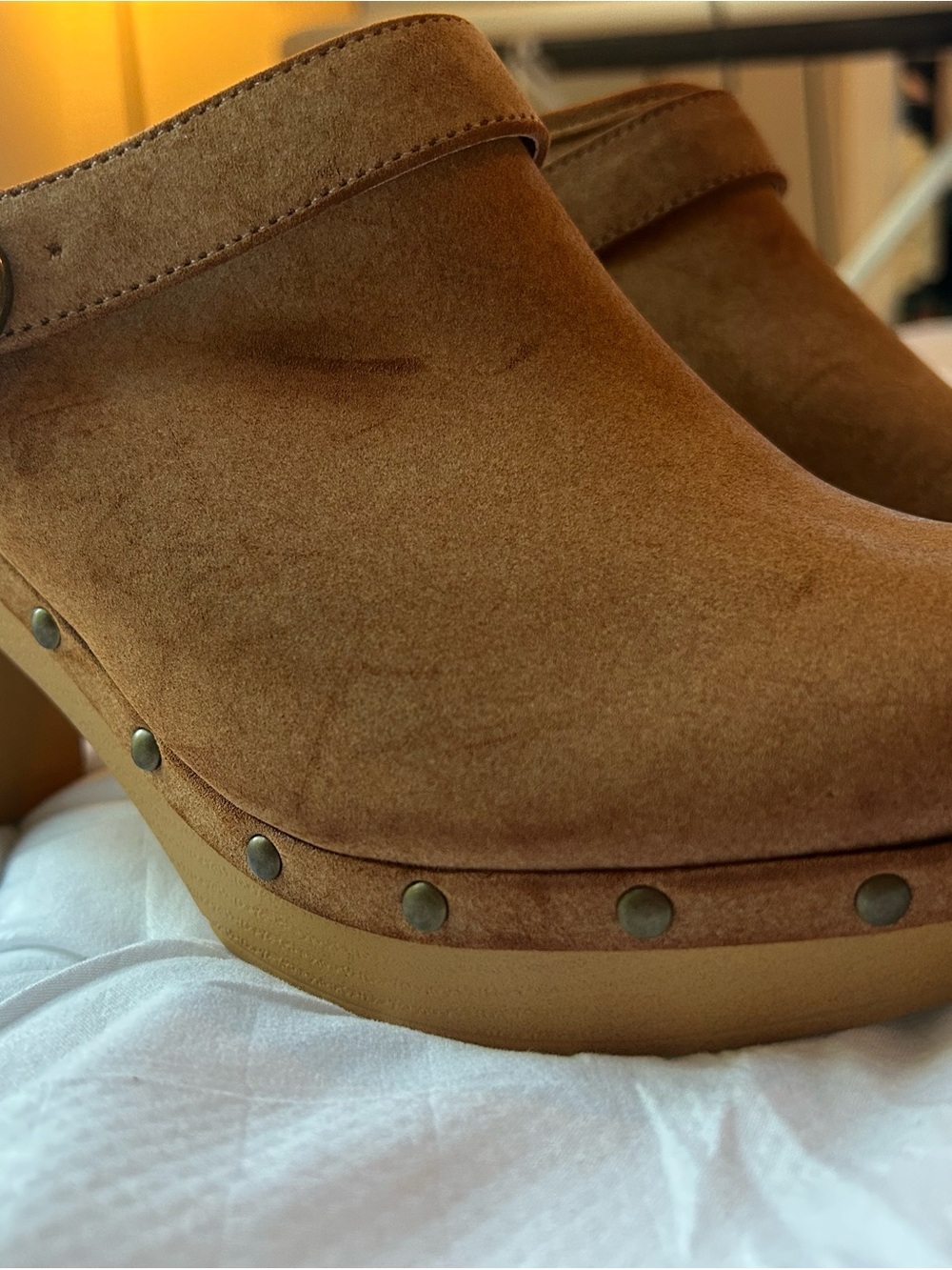 a.n.a Tan Suede Feel Clog Mules with Buckle - Picture 2 of 7